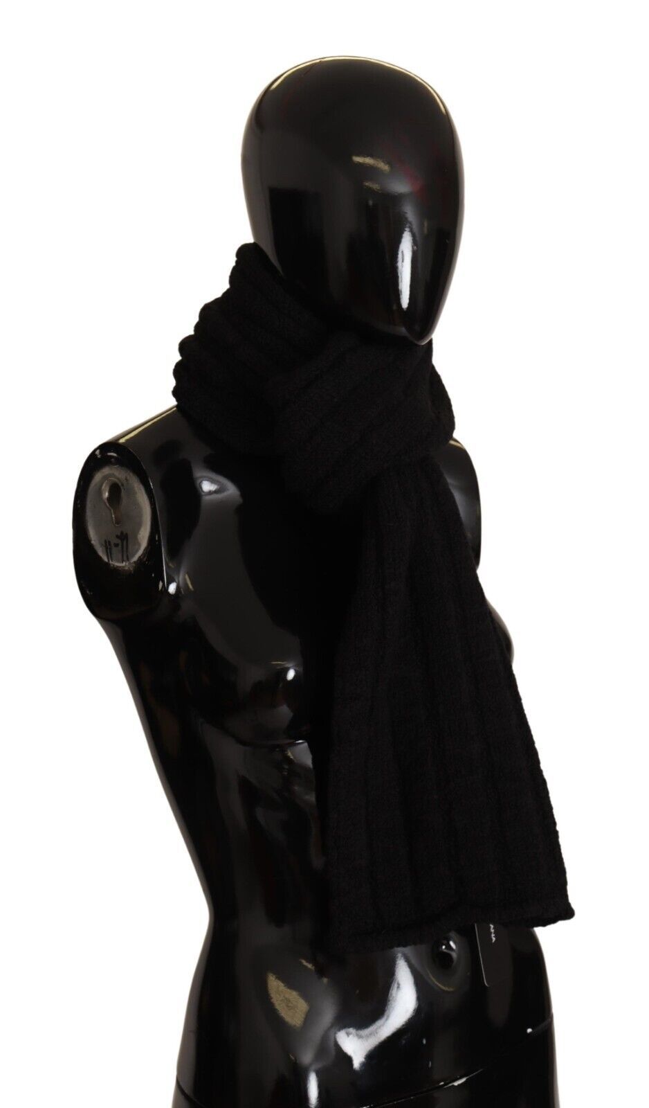 Dolce & Gabbana Black Virgin Wool Knitted Unisex Neck Warmer Scarf