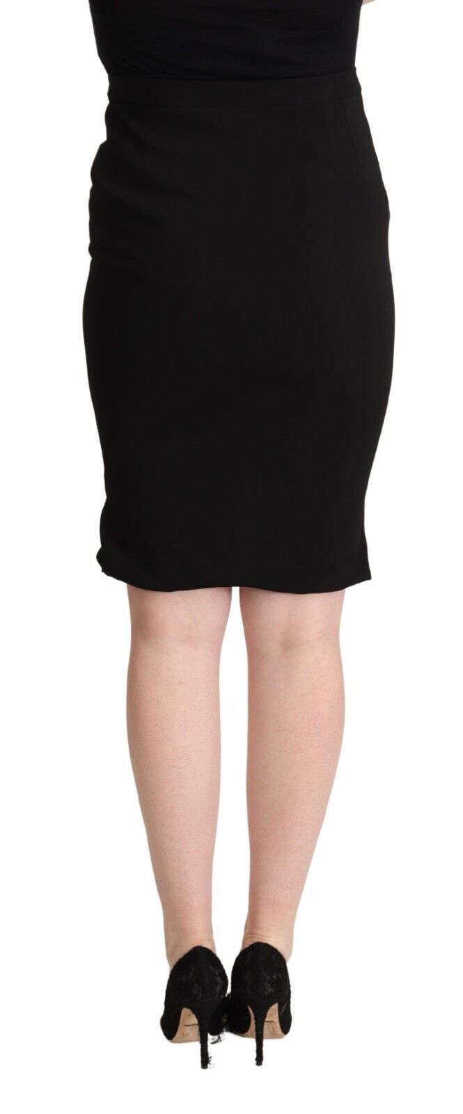 Dolce & Gabbana Schwarzer knielanger Rock mit hoher Taille und Bleistiftschnitt