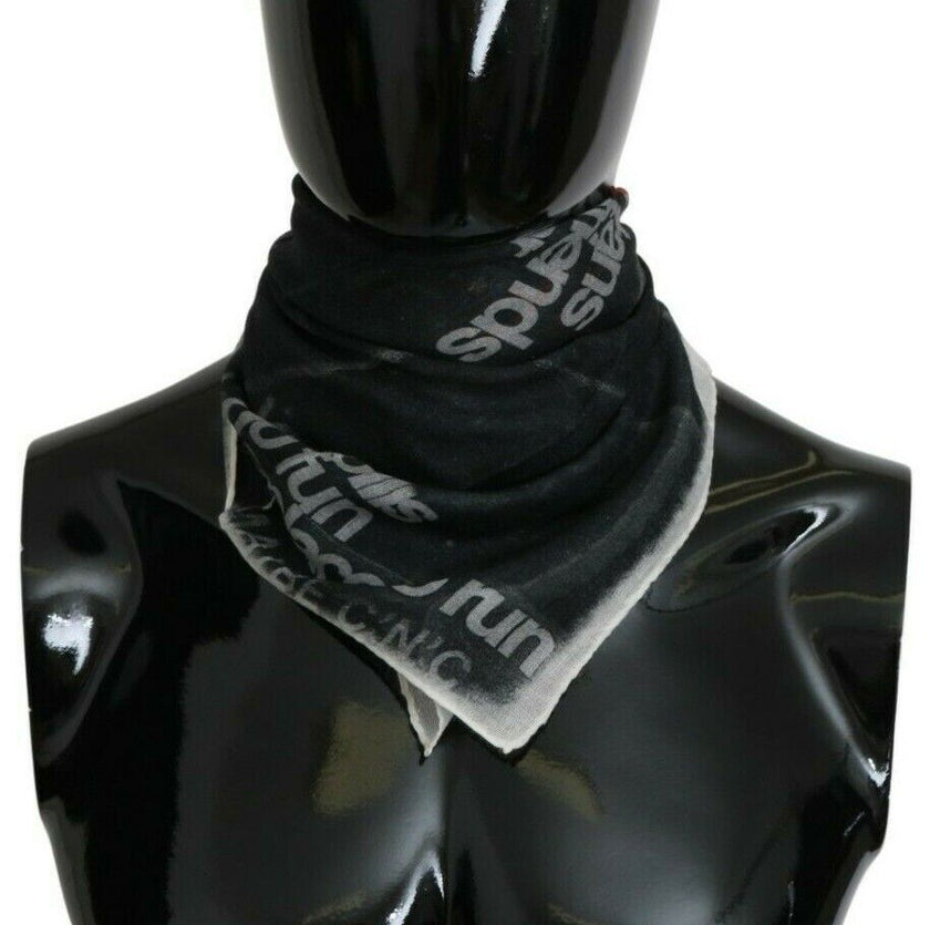 Costume National Dunkelgrauer Foulard-Schal aus Wolle mit Branding