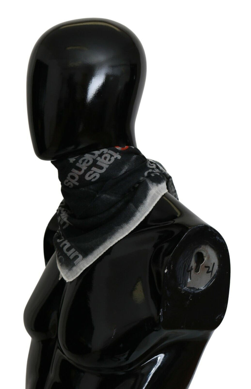 Costume National Dunkelgrauer Foulard-Schal aus Wolle mit Branding
