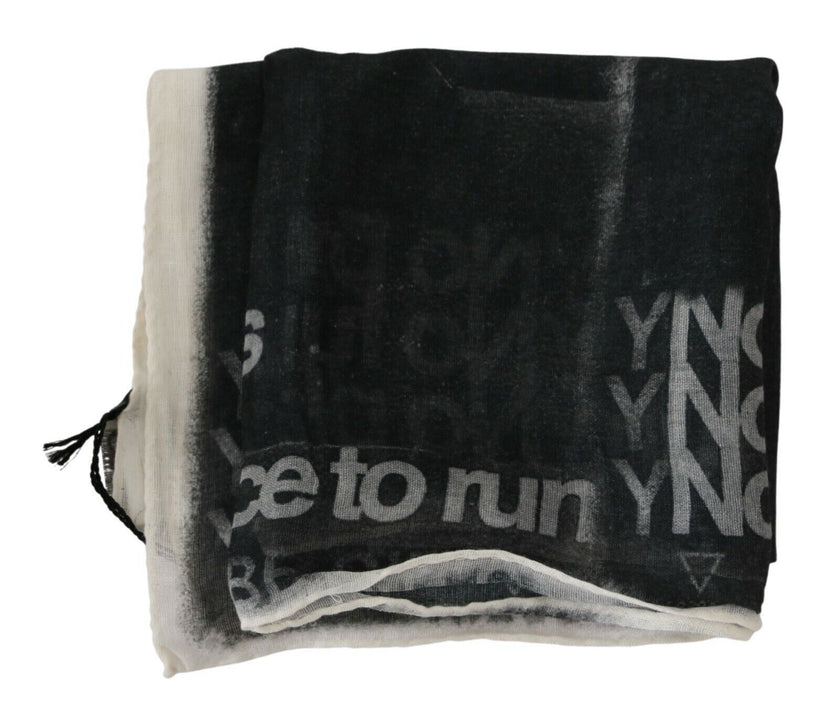 Costume National Dunkelgrauer Foulard-Schal aus Wolle mit Branding