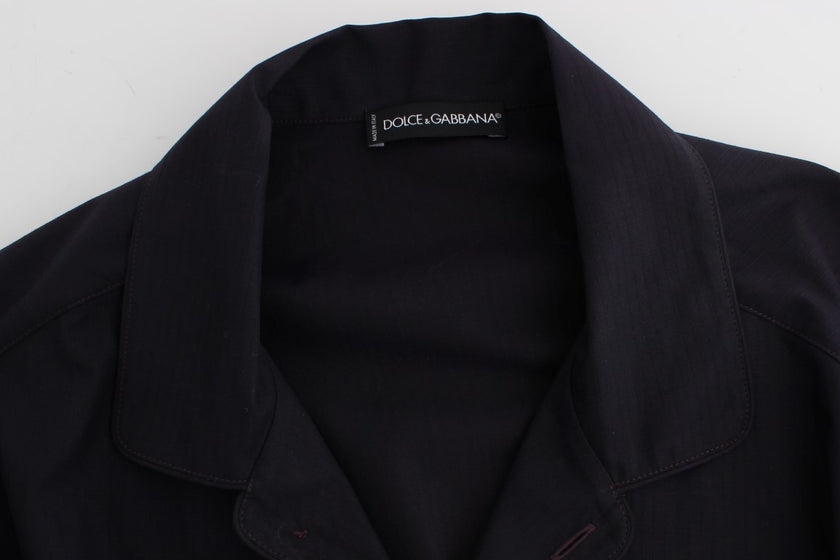 Dolce & Gabbana Lila gestreiftes Pyjama-Lounge-Shirt aus Baumwolle