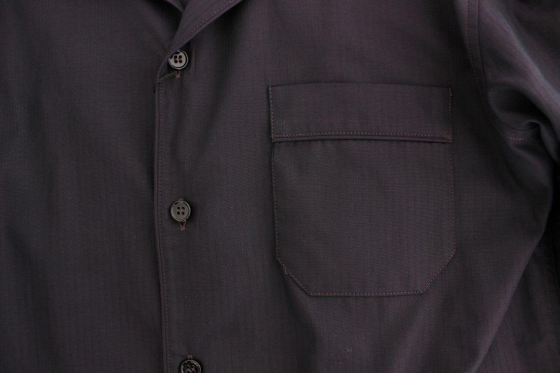Dolce & Gabbana Purple Striped Cotton Pyjama Lounge Shirt