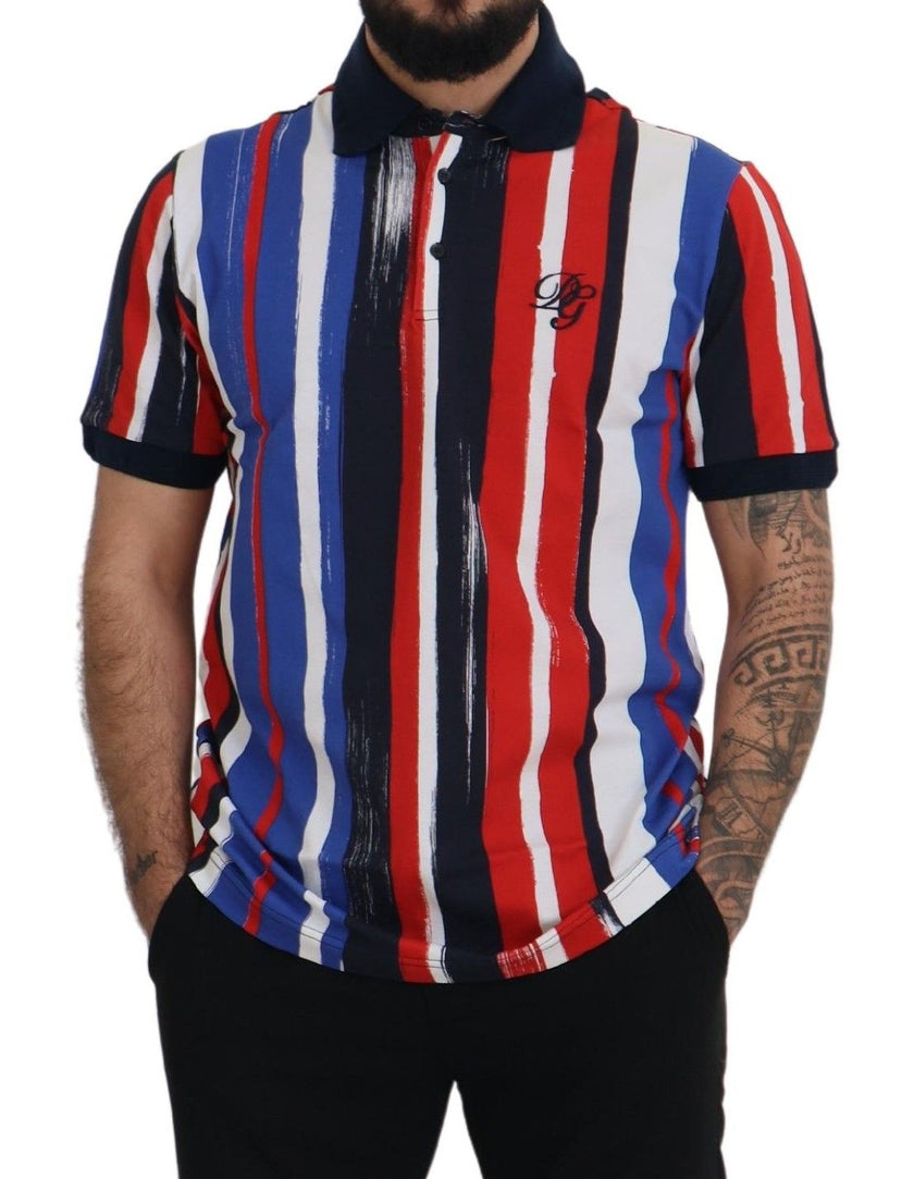 Dolce & Gabbana Mehrfarbiges Baumwoll-Polo-T-Shirt