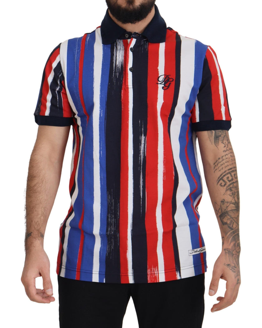 Dolce & Gabbana Mehrfarbiges Baumwoll-Polo-T-Shirt
