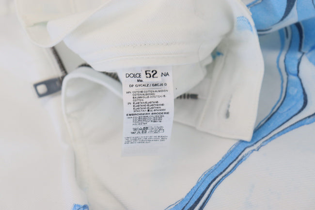 Dolce & Gabbana Weiß Blau Denim Baumwolle Jeans Stretch Skinny Fit Hose