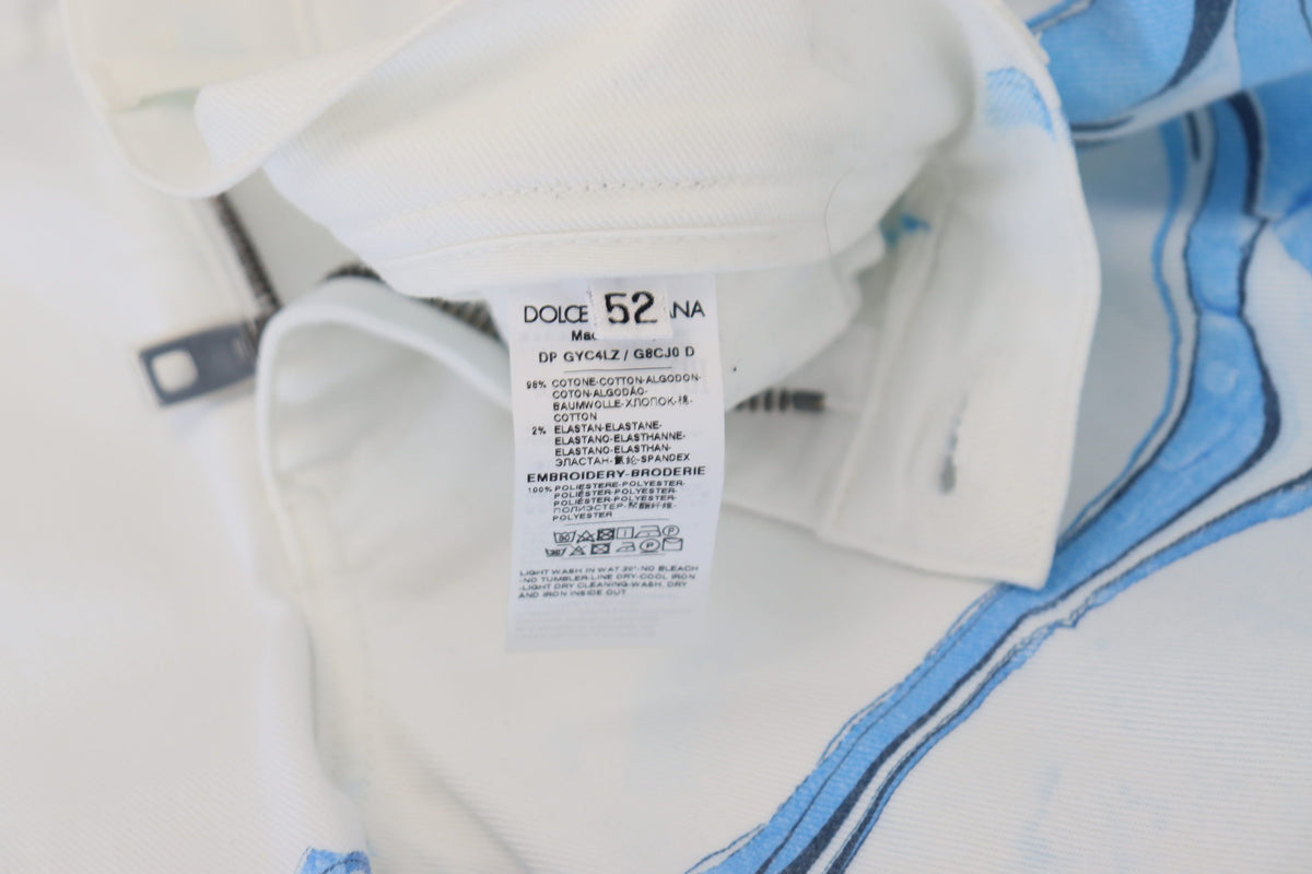 Dolce & Gabbana White Blue Denim Cotton Jeans Stretch Skinny Fit Pants