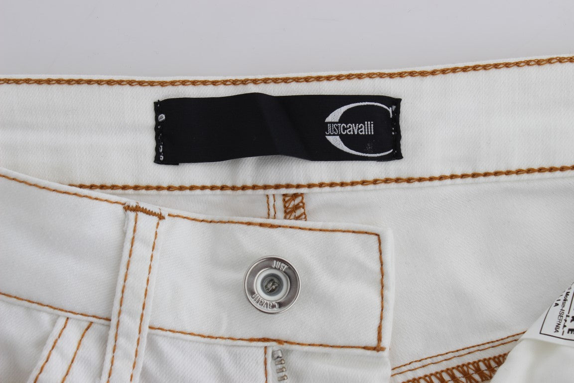 Cavalli White Slim Fit Cotton Blend Jeans
