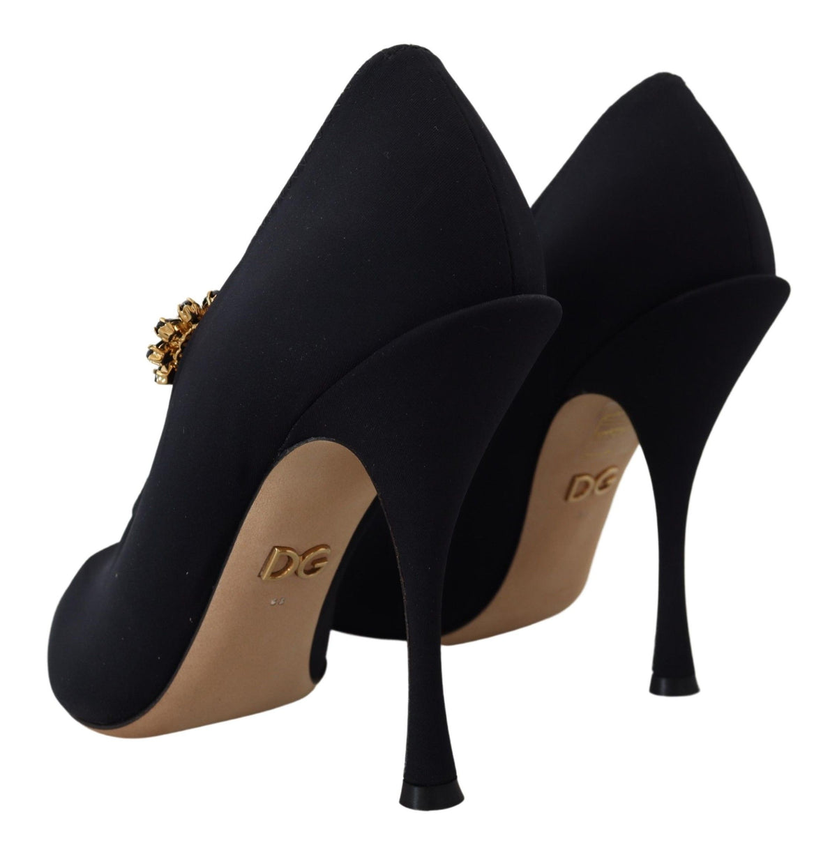 Dolce & Gabbana Black Sock Stretch Crystal Pumps Shoes