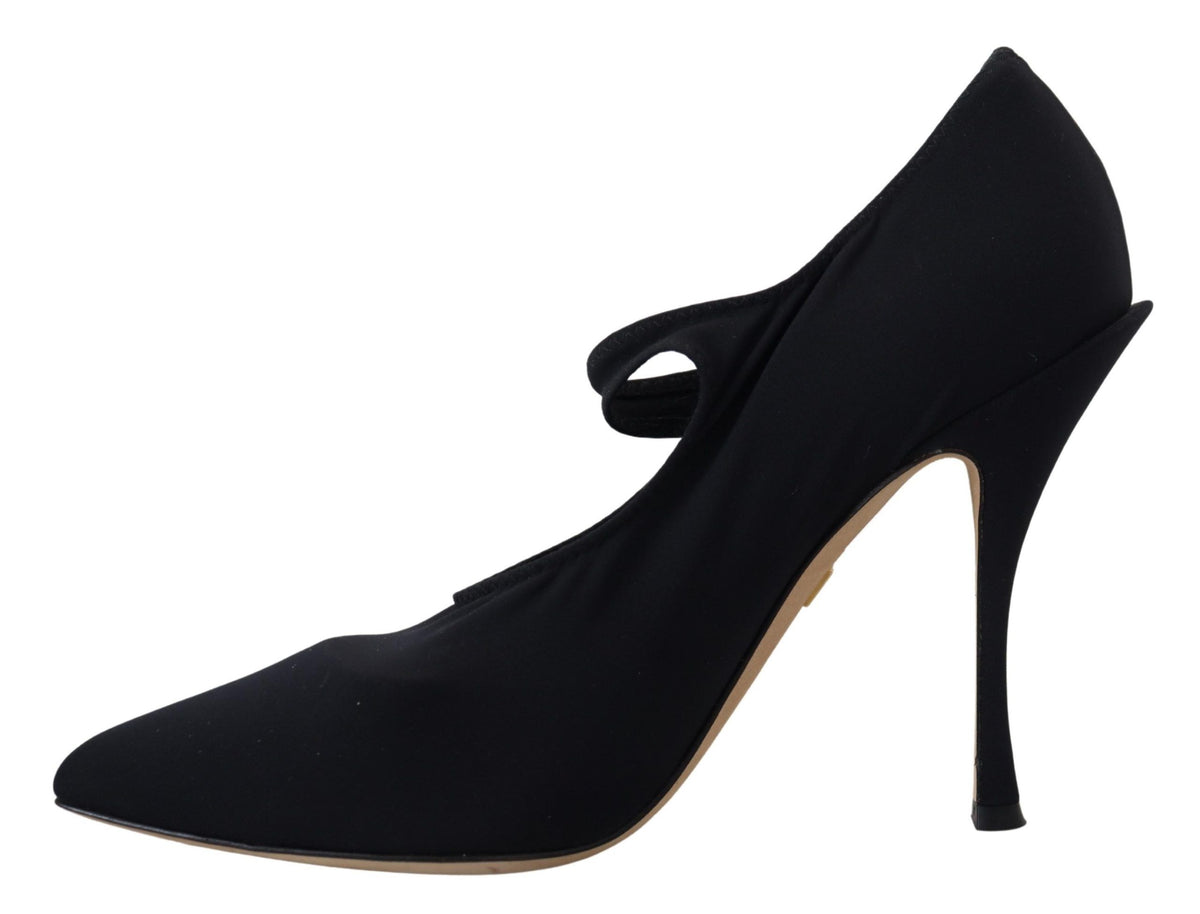 Dolce & Gabbana Black Sock Stretch Crystal Pumps Shoes