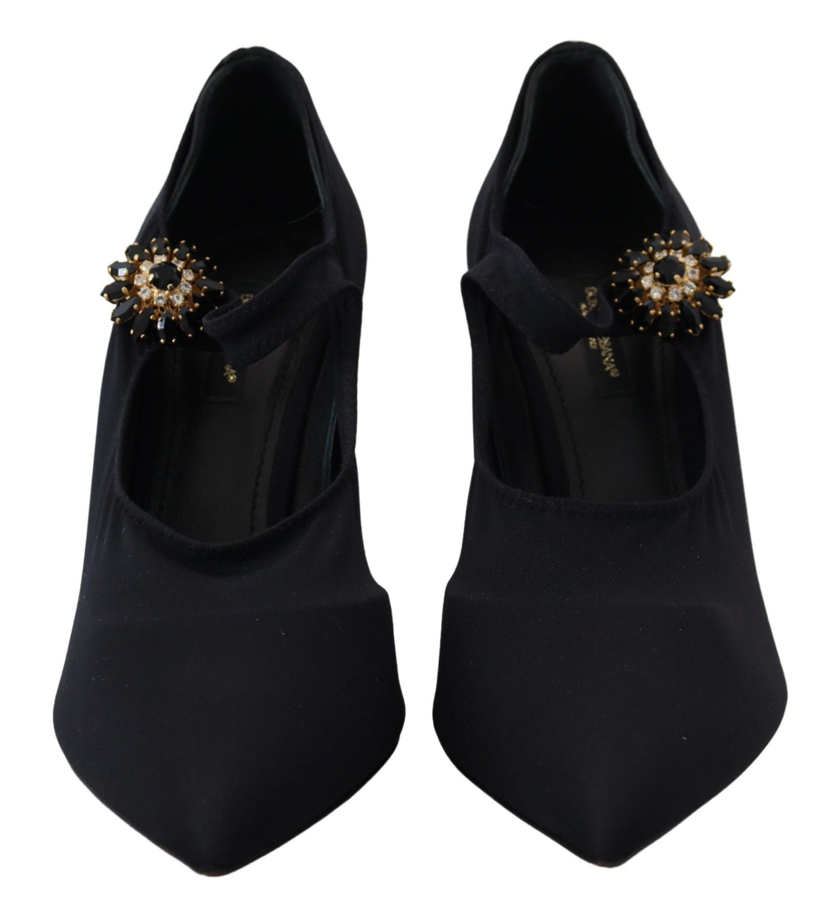 Dolce & Gabbana Black Sock Stretch Crystal Pumps Shoes