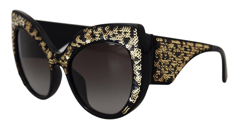 Dolce & Gabbana Black Gold Sequin Butterfly Polarized Sunglasses DG4326