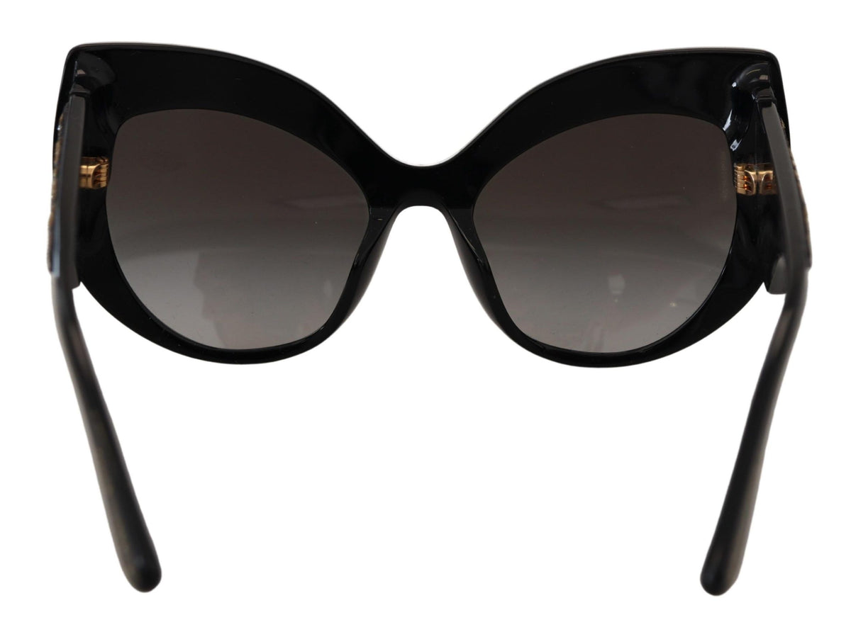 Dolce & Gabbana Schwarz Gold Pailletten Schmetterling Polarisierte Sonnenbrille DG4326