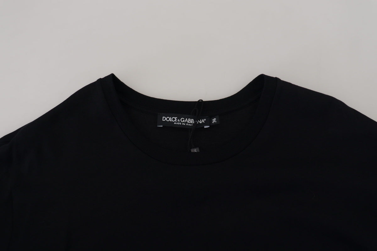 Dolce & Gabbana Schwarzes T-Shirt Bluse Tassle Baumwolle Bluse