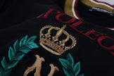 Dolce & Gabbana Schwarzes T-Shirt mit besticktem Rundhalsausschnitt aus Baumwolle