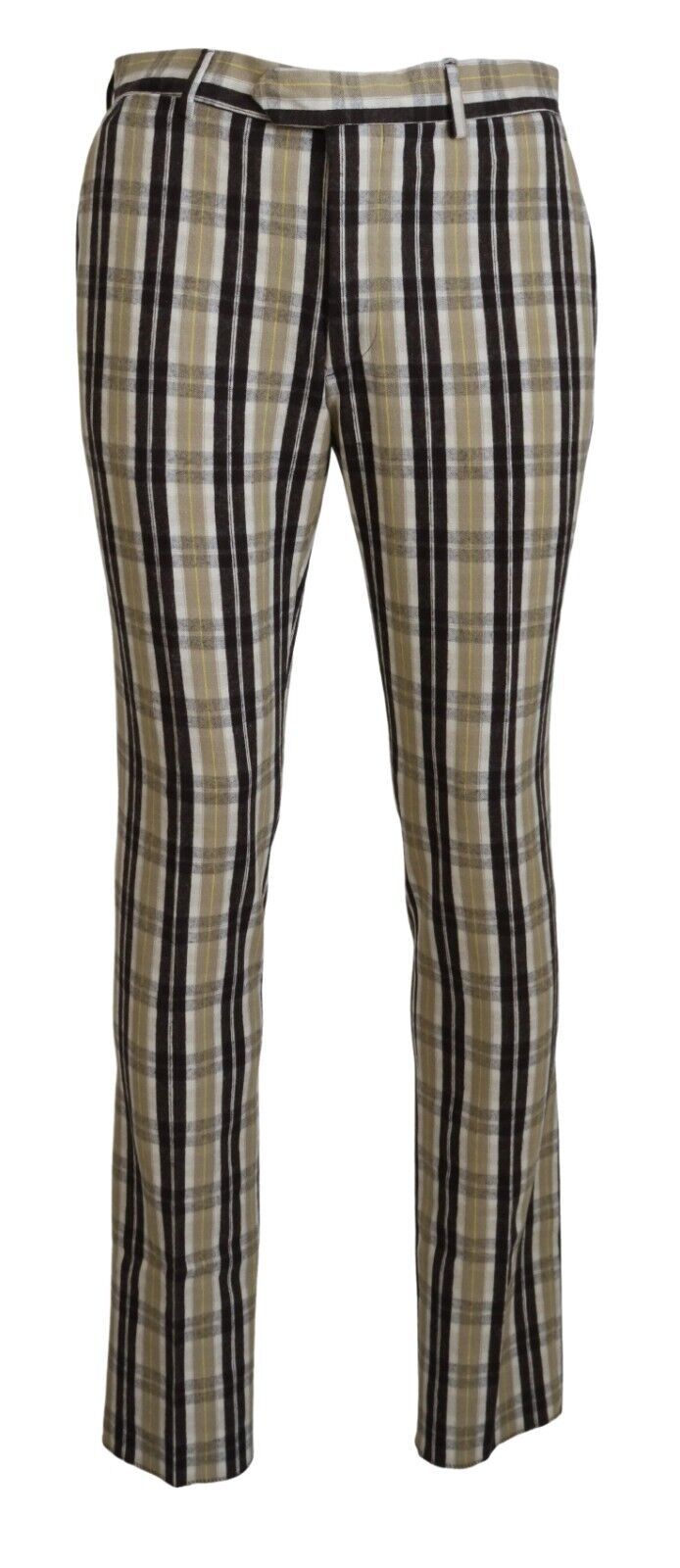 BENCIVENGA Multicolor Karierte Baumwolle Straight Fit Herren Hosen