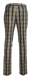 BENCIVENGA Multicolor Karierte Baumwolle Straight Fit Herren Hosen