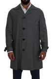Dolce & Gabbana Grauer Wollmantel kariert langer Trenchcoat Jacke Trenchcoat Jacke