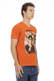 Trussardi Action Orangees Baumwoll-T-Shirt mit V-Ausschnitt für Herren