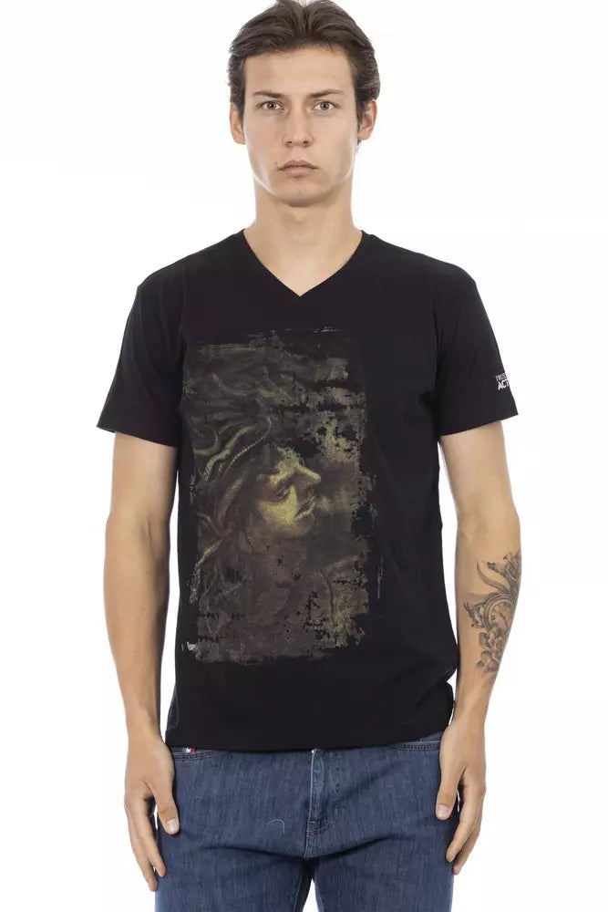 Trussardi Action Schwarzes Baumwoll-T-Shirt für Herren