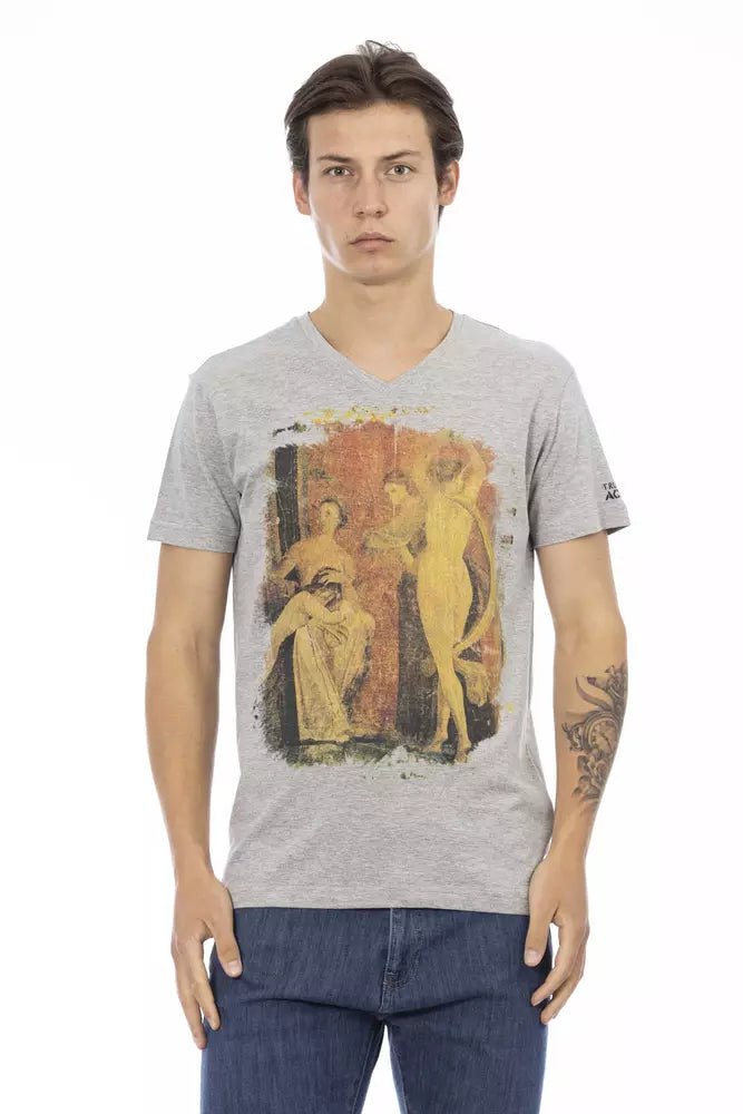 Trussardi Action Graues Baumwoll-T-Shirt für Herren