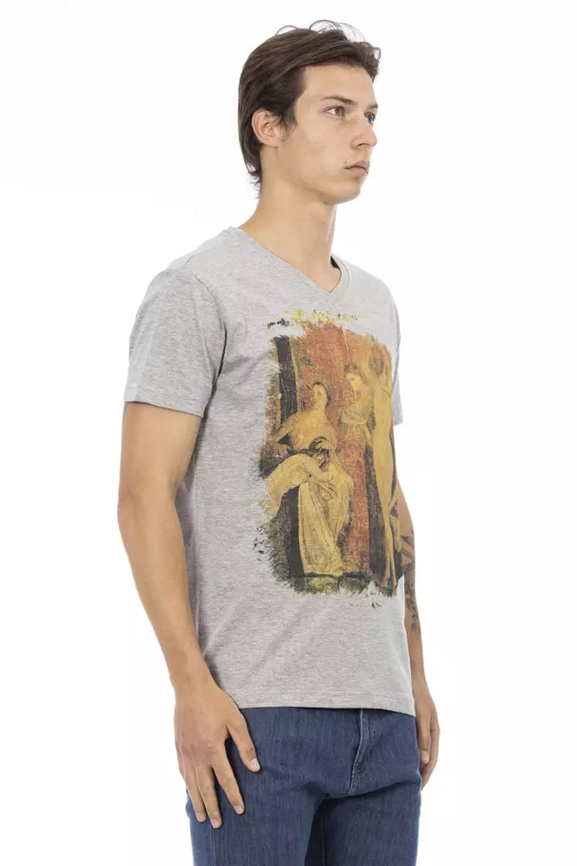Trussardi Action Graues Baumwoll-T-Shirt für Herren
