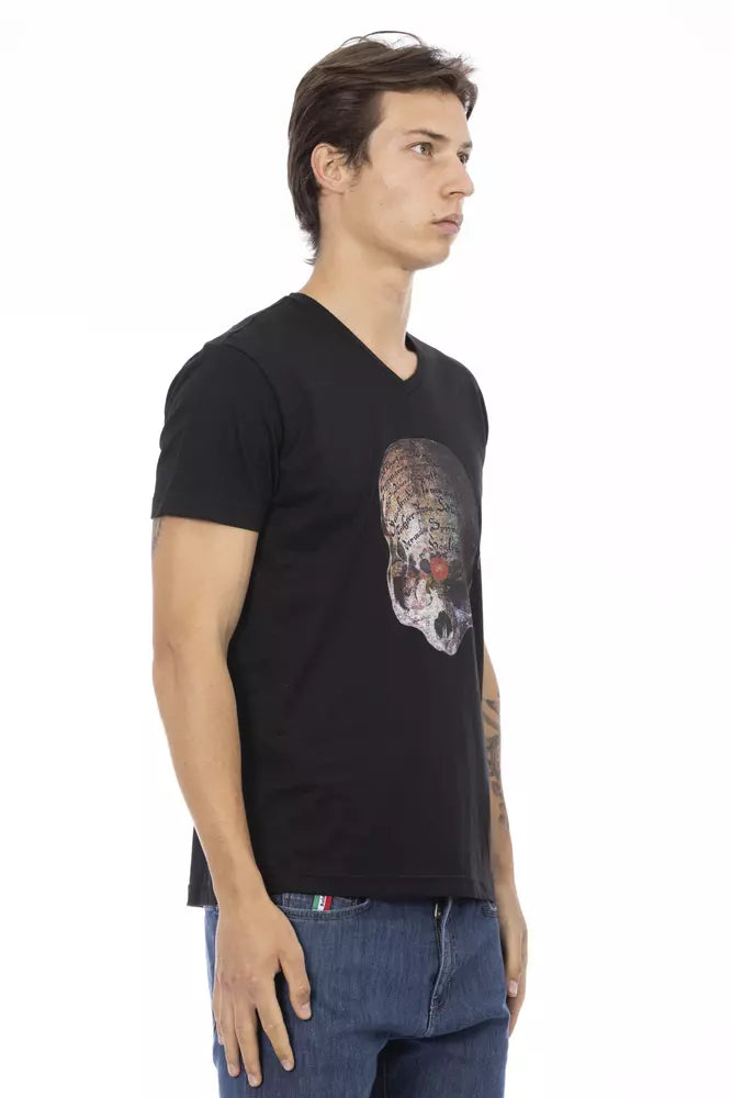 Trussardi Action Schwarzes Baumwoll-T-Shirt für Herren