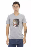 Trussardi Action Graues Baumwoll-T-Shirt für Herren