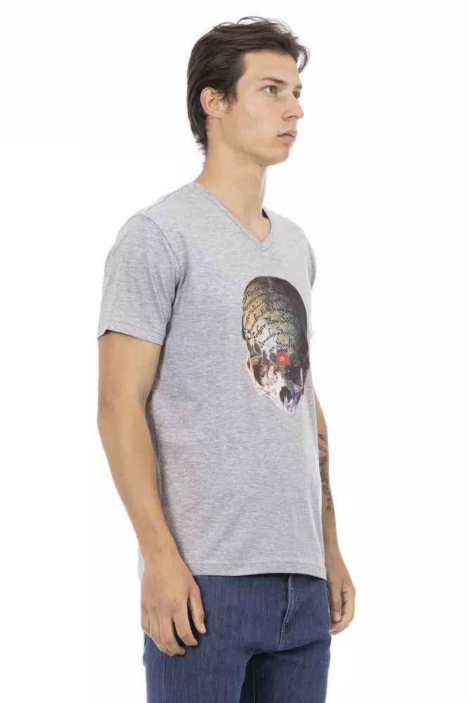 Trussardi Action Graues Baumwoll-T-Shirt für Herren