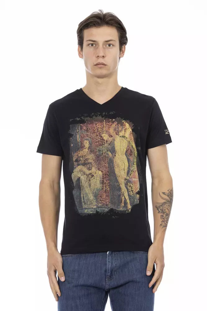Trussardi Action Schwarzes Baumwoll-T-Shirt für Herren