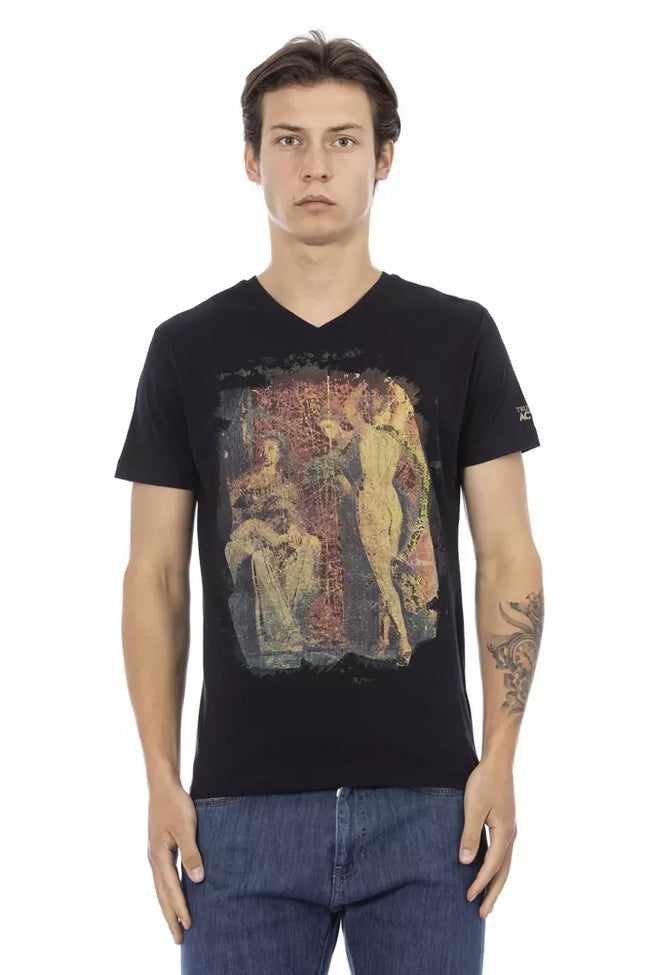 Trussardi Action Schwarzes Baumwoll-T-Shirt für Herren