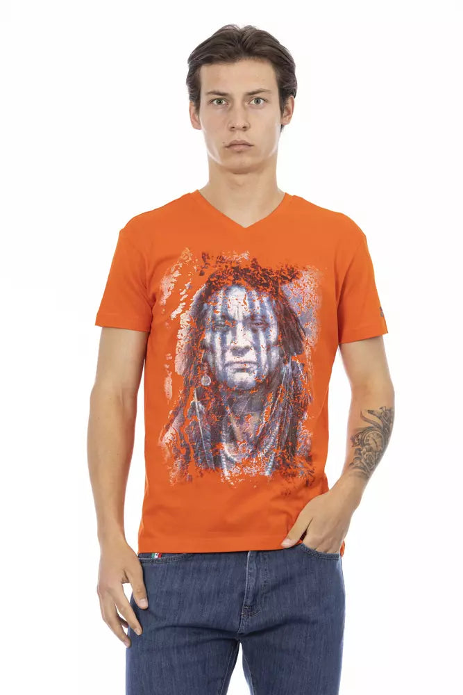 Trussardi Action Orangefarbenes T-Shirt aus Baumwolle