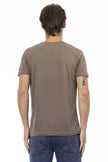 Trussardi Action Braunes Baumwoll-T-Shirt mit V-Ausschnitt für Herren