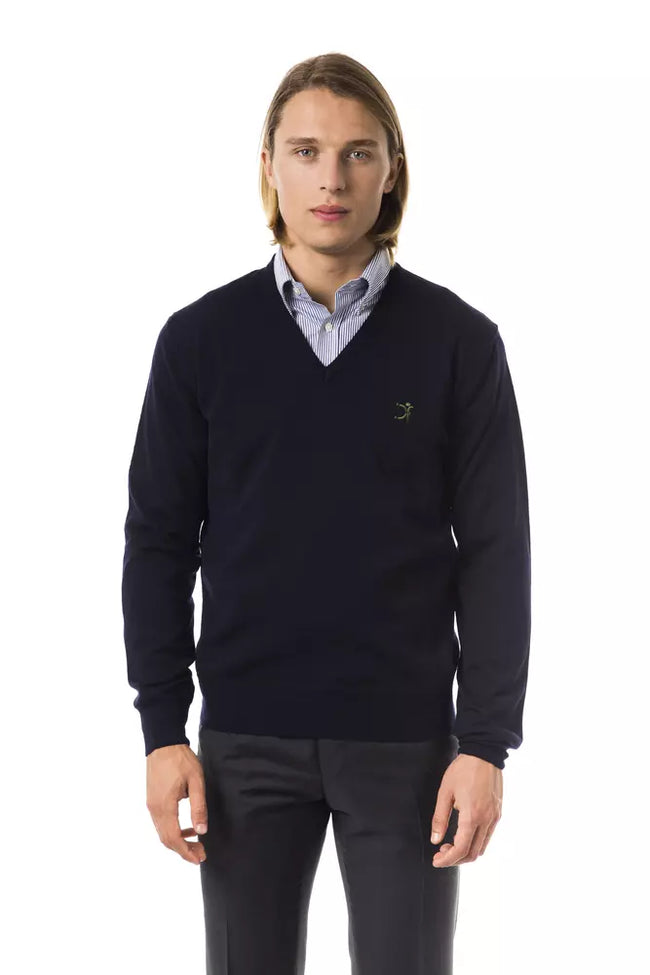 Uominitaliani Blauer Herren-Pullover aus Merinowolle
