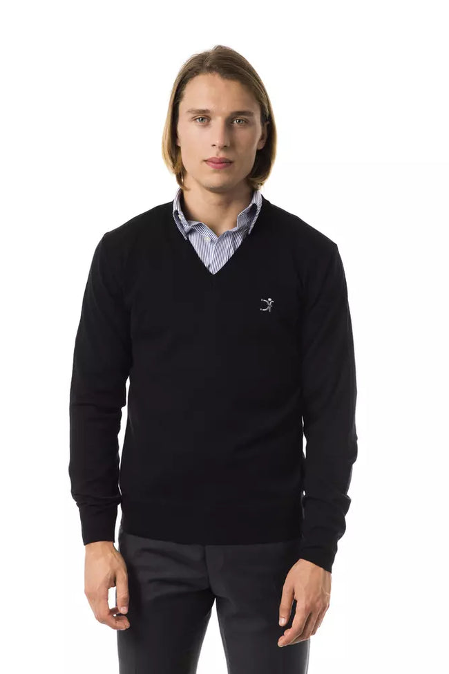Uominitaliani Schwarzer Herren-Pullover aus Merinowolle