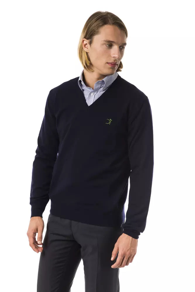 Uominitaliani Blauer Herren-Pullover aus Merinowolle