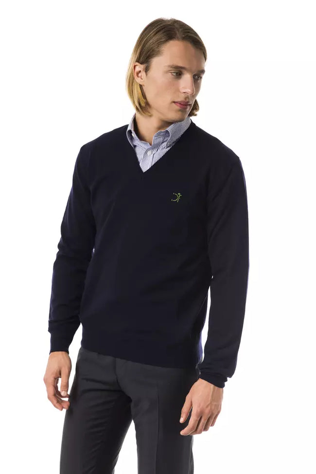 Uominitaliani Blauer Herren-Pullover aus Merinowolle