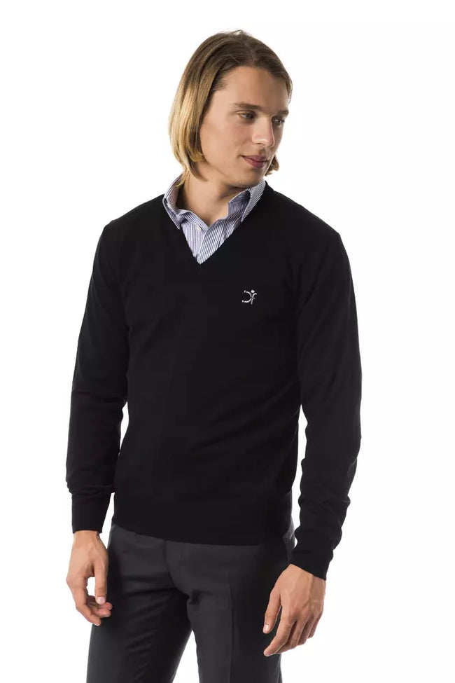 Uominitaliani Schwarzer Herren-Pullover aus Merinowolle