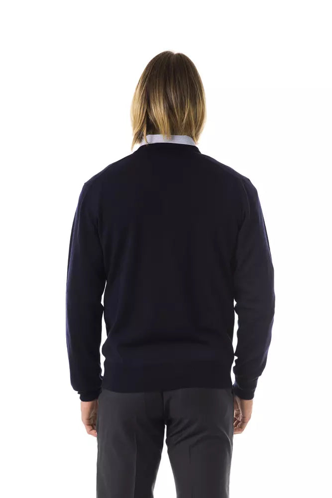 Uominitaliani Blauer Herren-Pullover aus Merinowolle