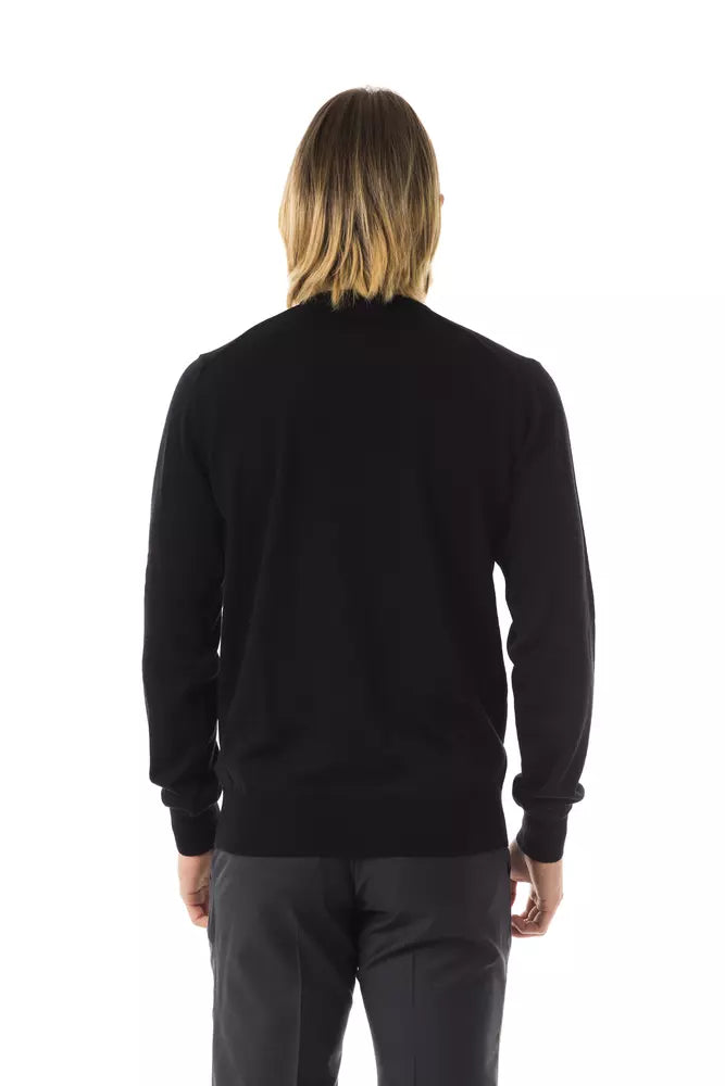 Uominitaliani Schwarzer Herren-Pullover aus Merinowolle