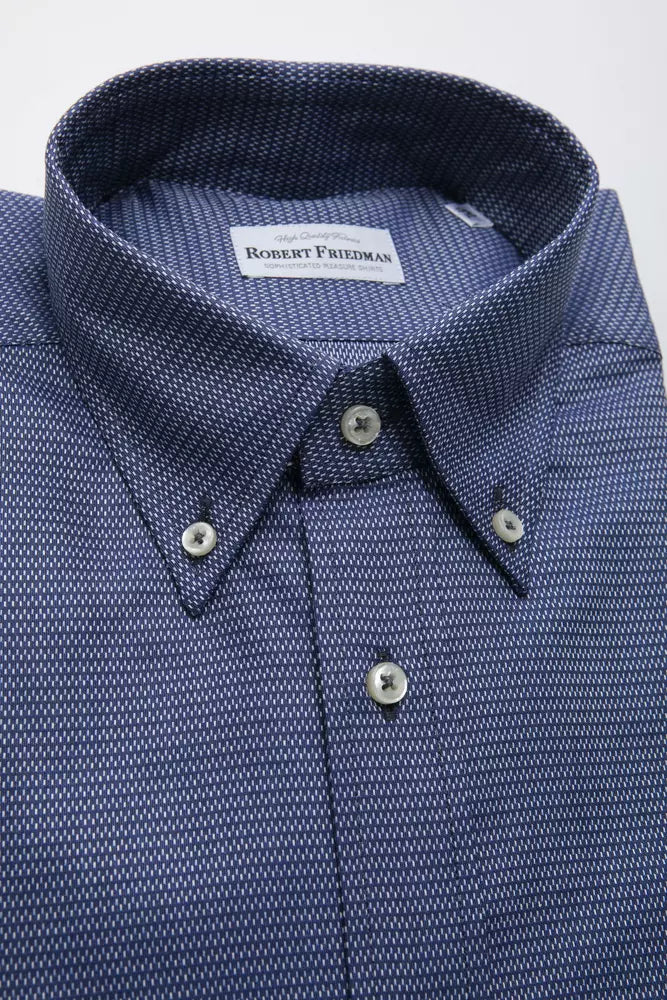 Robert Friedman Herrenhemd aus blauer Baumwolle