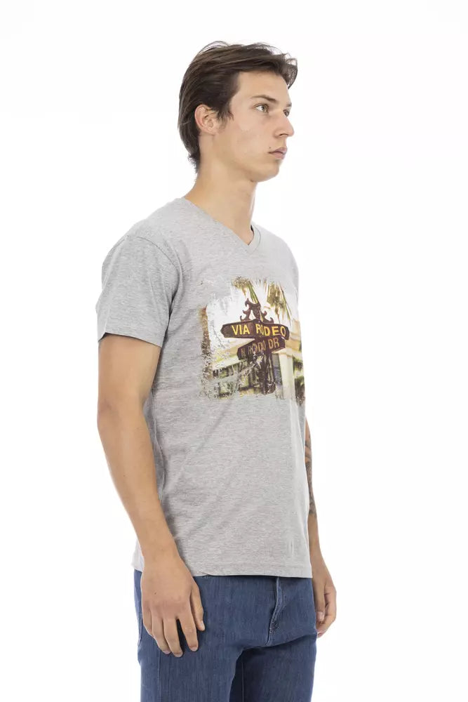 Trussardi Action Graues Baumwoll-T-Shirt für Herren