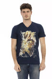 Trussardi Action Blaues Baumwoll-T-Shirt für Herren