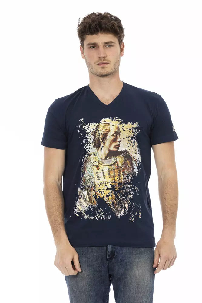 Trussardi Action Blaues Baumwoll-T-Shirt für Herren