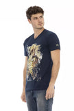 Trussardi Action Blaues Baumwoll-T-Shirt für Herren