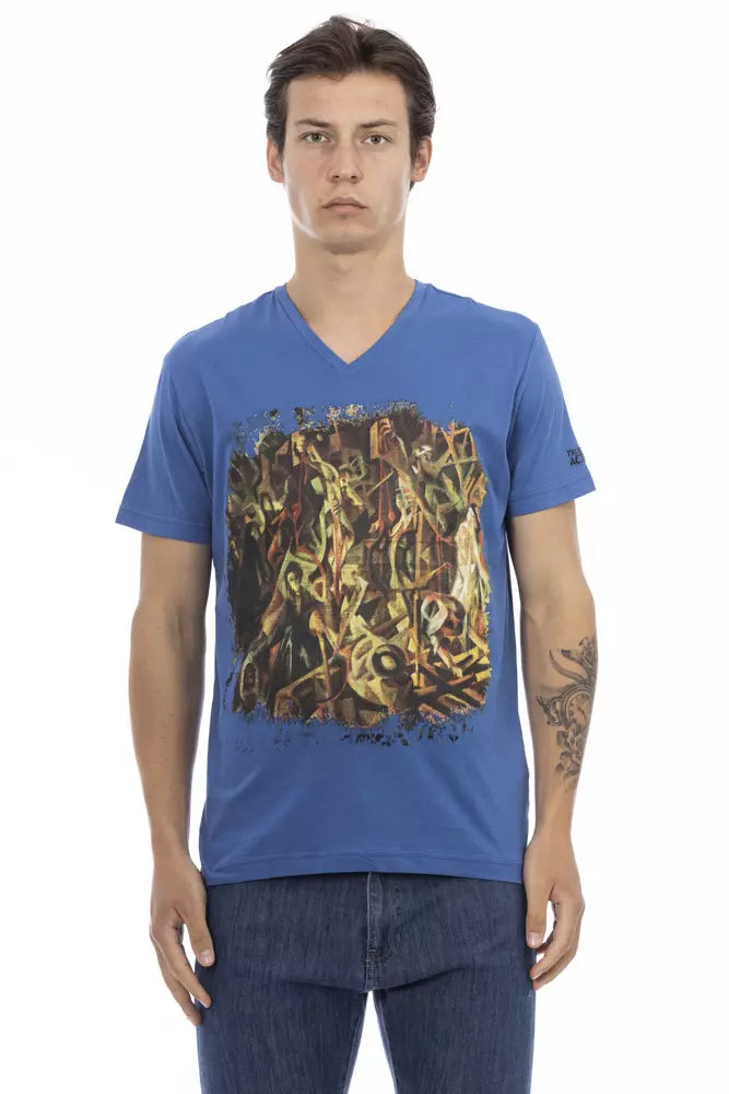 Trussardi Action Blaues Baumwoll-T-Shirt für Herren