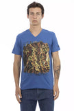 Trussardi Action Blaues Baumwoll-T-Shirt für Herren