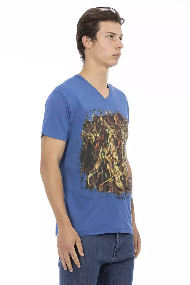 Trussardi Action Blaues Baumwoll-T-Shirt für Herren