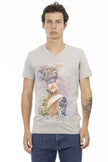 Trussardi Action Graues Baumwoll-T-Shirt für Herren
