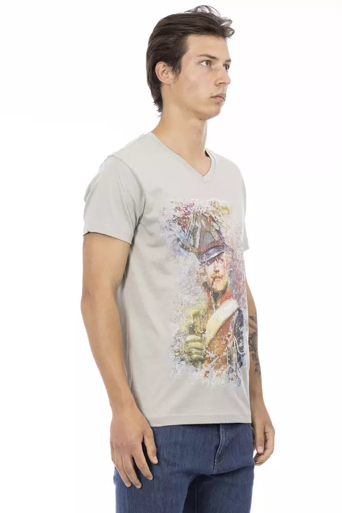 Trussardi Action Graues Baumwoll-T-Shirt für Herren